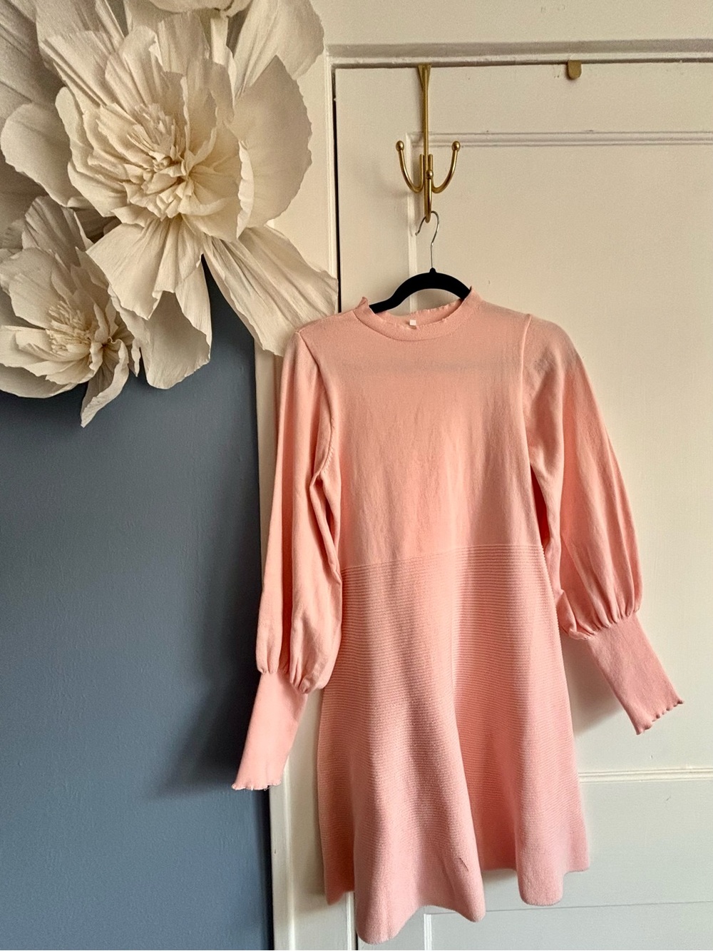 Women's Pink Long-Sleeve Knit Dress | Medium